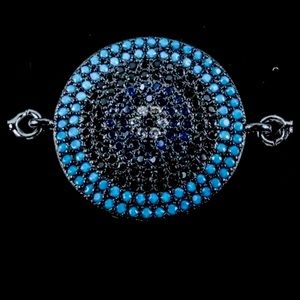 14k White Gold Plated Bracelet 177 Pave and Bezel Set Swarovski elements